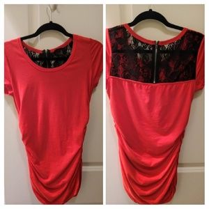 Sofia Vergara Collection red top with black lace